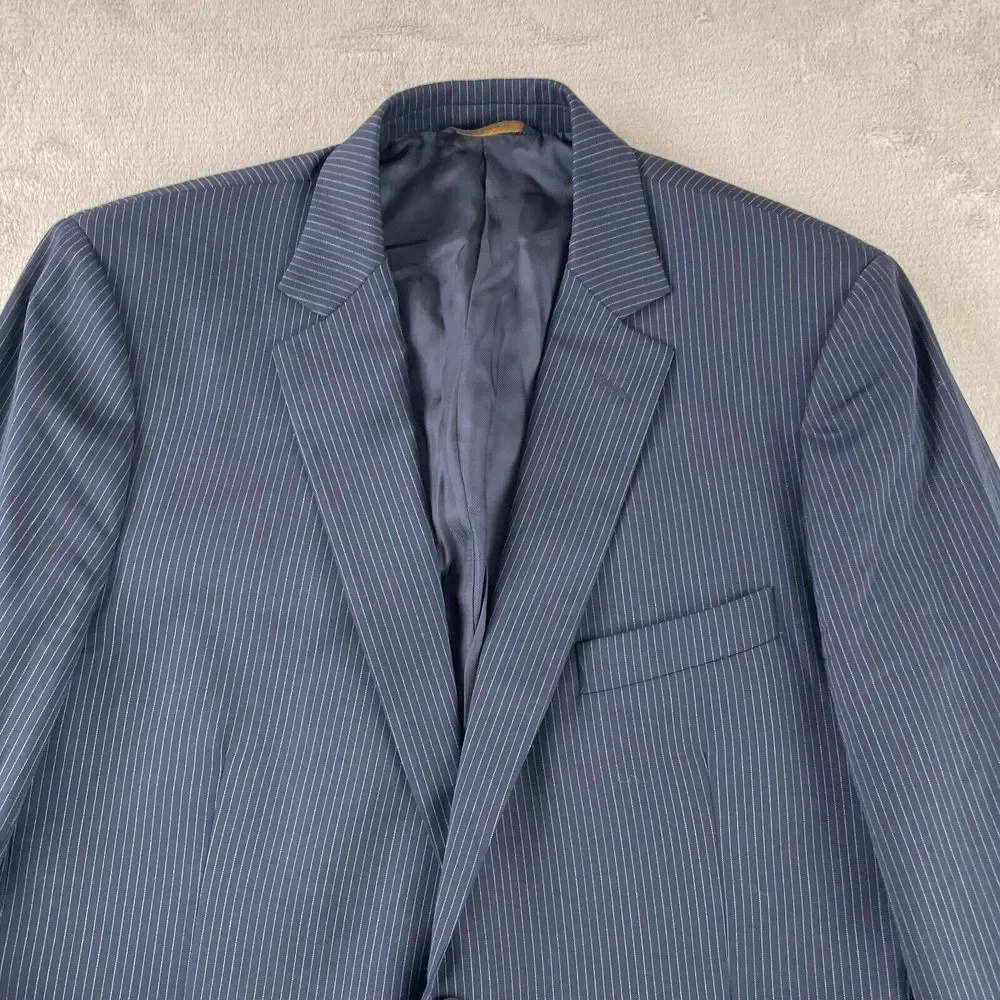 Brooks Brothers 1818 Fitzgerald Blazer Jacket Men 44R Blue Striped 100% Wool‎